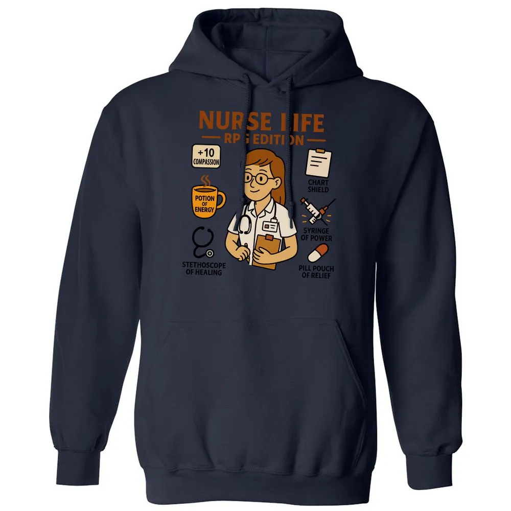 Nurse Life RPG Edition Classic Unisex Hoodie - Navy - 8