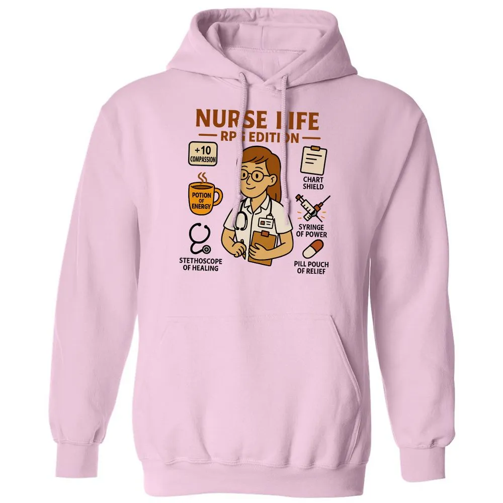 Nurse Life RPG Edition Classic Unisex Hoodie - Light Pink - 3
