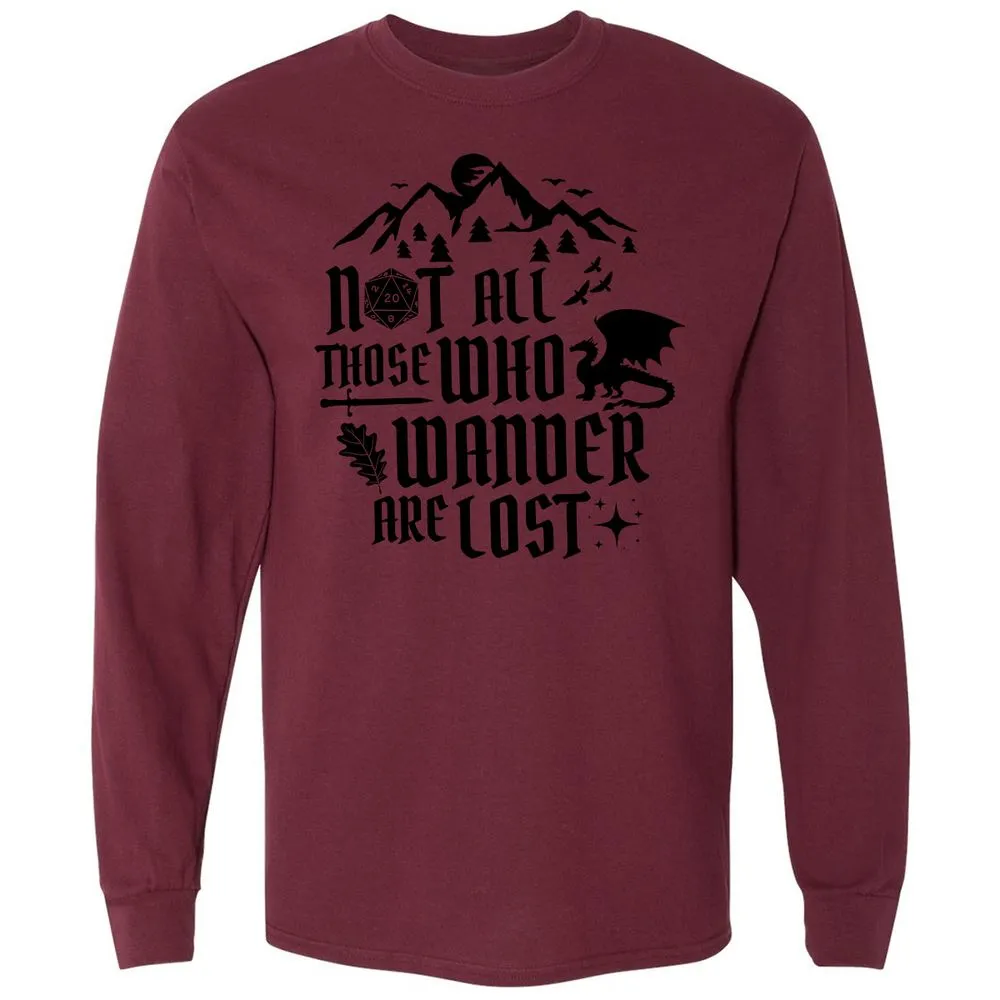 Not All Those Who Wander Are Lost Long Sleeve T-Shirt - Maroon - 11