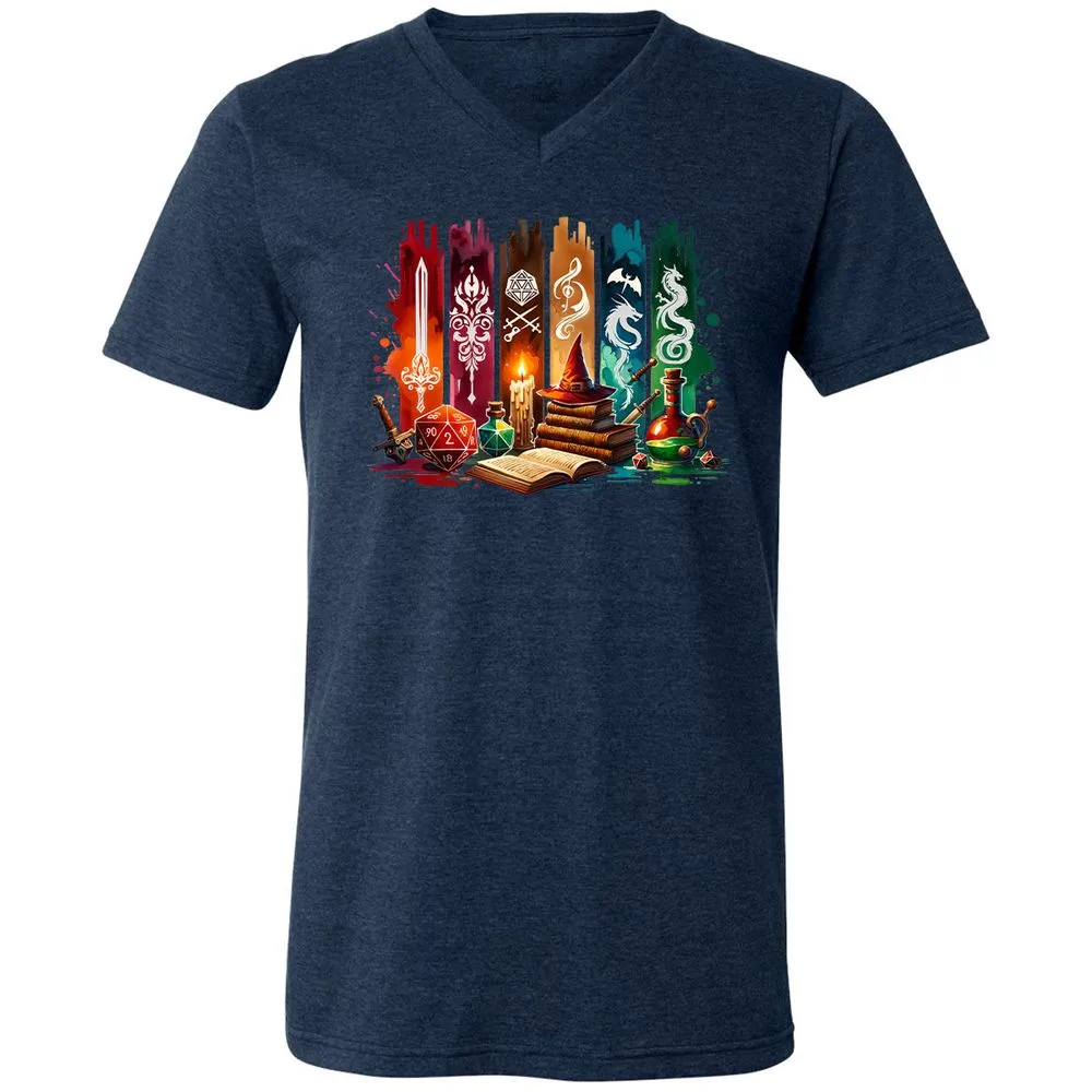 DnD Classes Unisex V-Neck T-Shirt - Heather Navy - 15