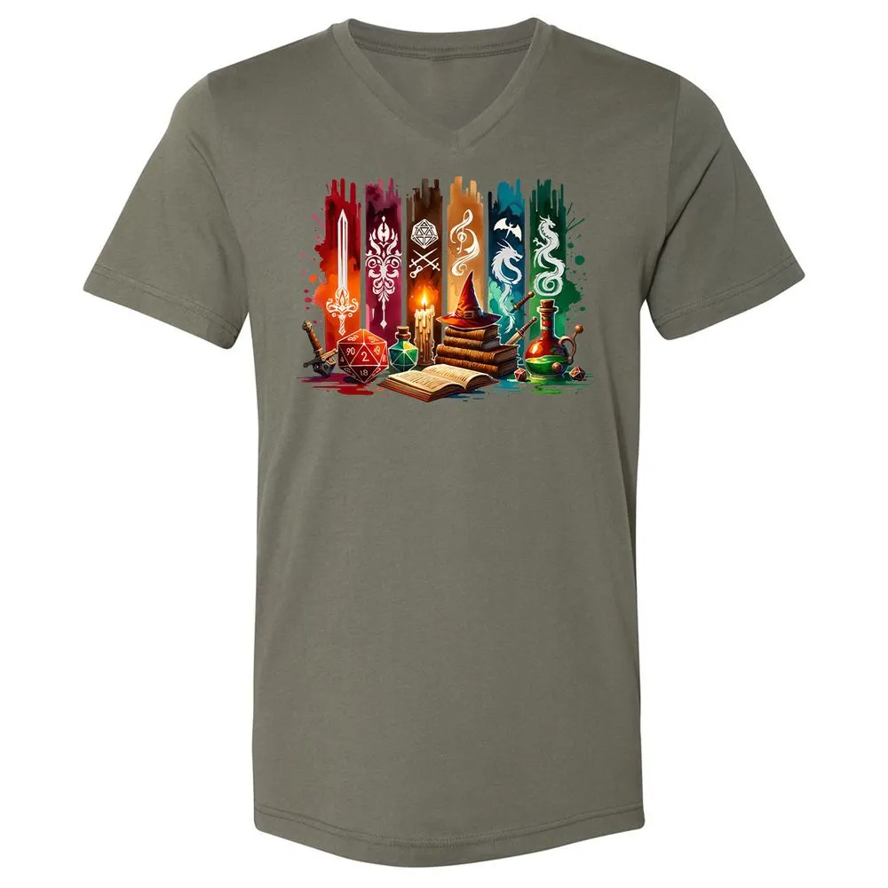 DnD Classes Unisex V-Neck T-Shirt - Military Green - 10