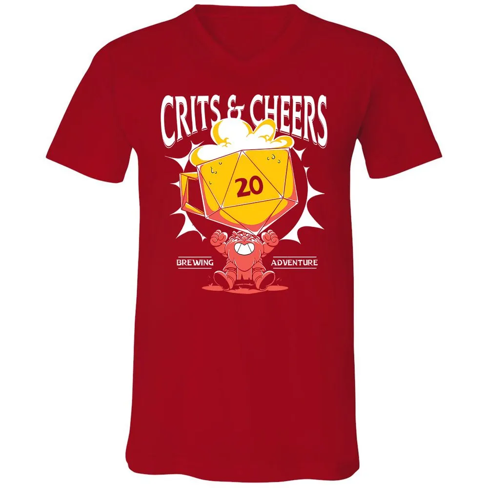 Crits & Cheers Unisex V-Neck T-Shirt - Red - 3