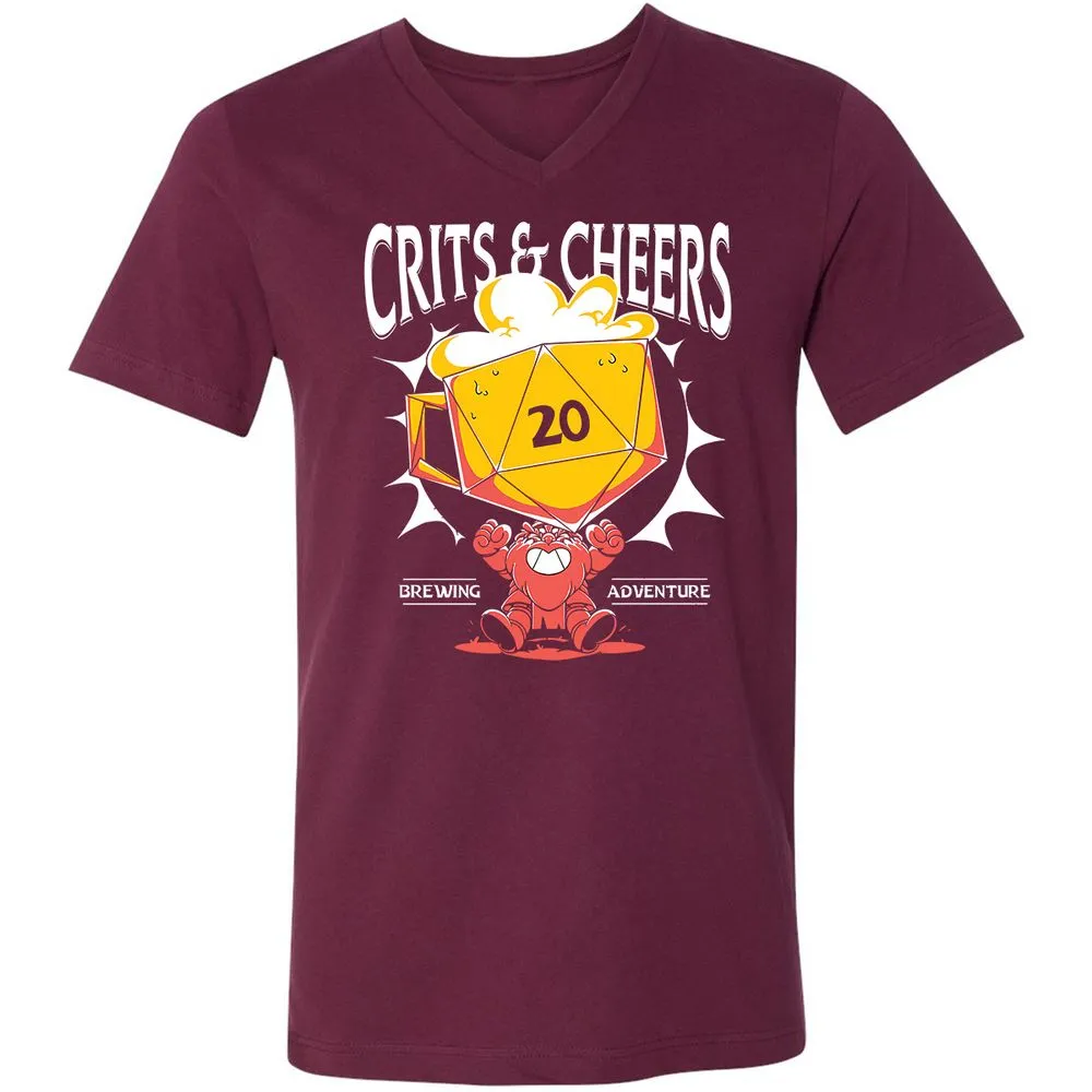 Crits & Cheers Unisex V-Neck T-Shirt - Maroon - 6
