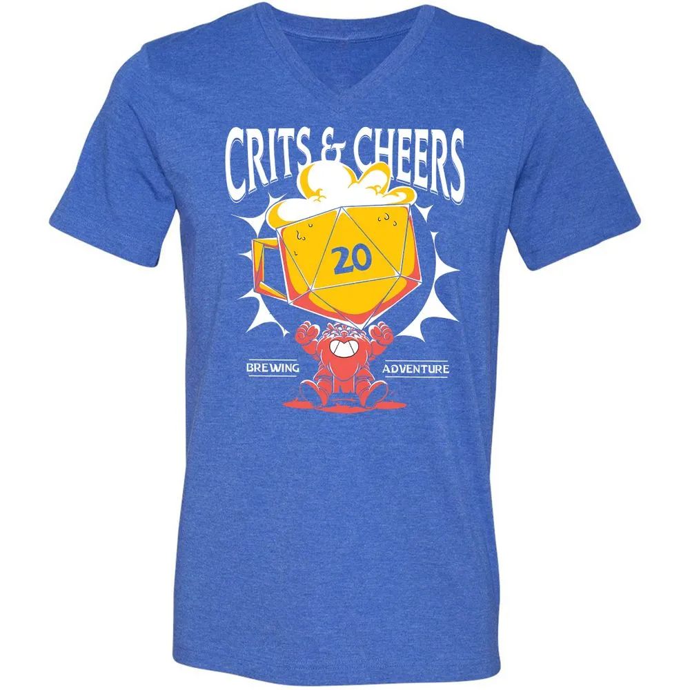 Crits & Cheers Unisex V-Neck T-Shirt - Heather True Royal - 14