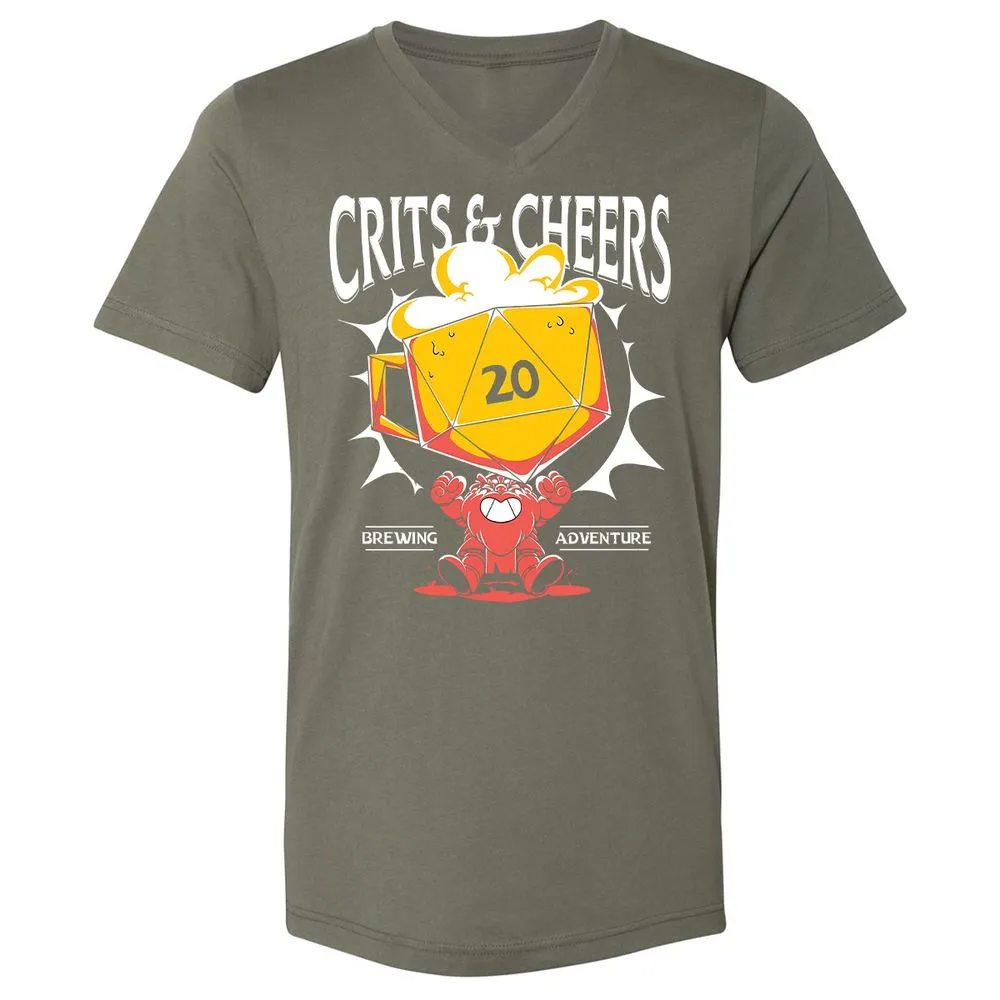Crits & Cheers Unisex V-Neck T-Shirt - Military Green - 10