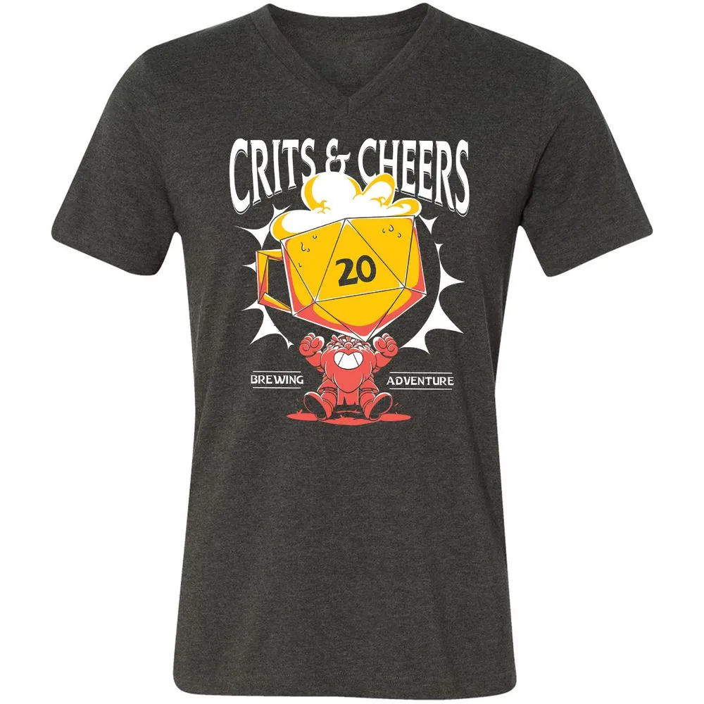 Crits & Cheers Unisex V-Neck T-Shirt - Dark Grey Heather - 8