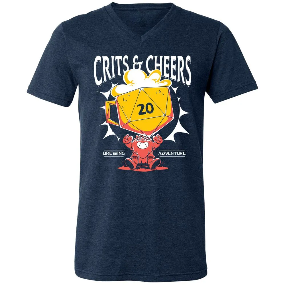 Crits & Cheers Unisex V-Neck T-Shirt - Heather Navy - 15