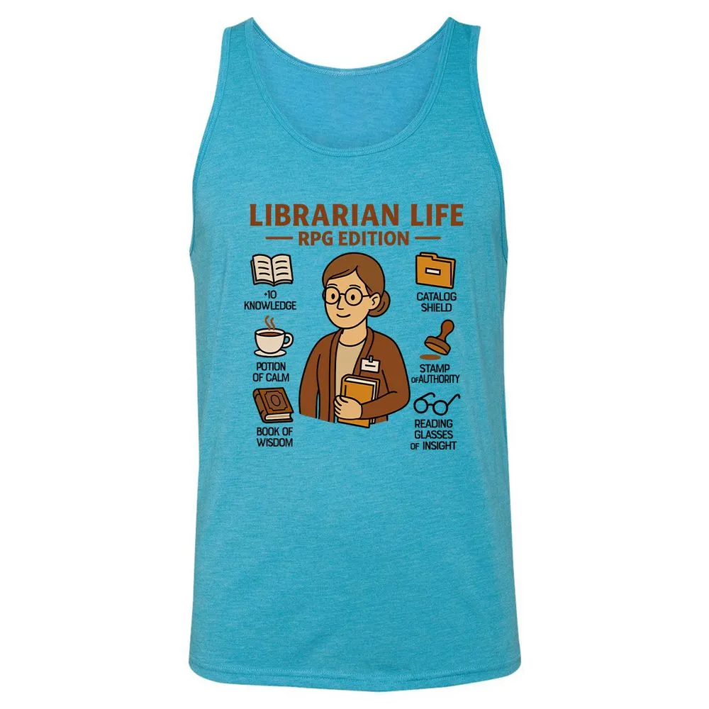 Librarian Life RPG Edition Unisex Jersey Tank - Aqua Triblend - 3