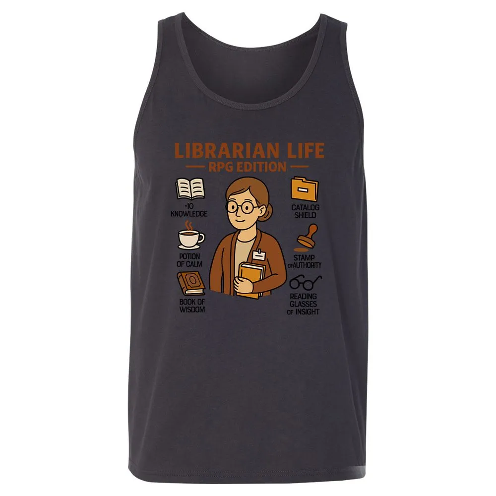 Librarian Life RPG Edition Unisex Jersey Tank - Dark Grey - 7