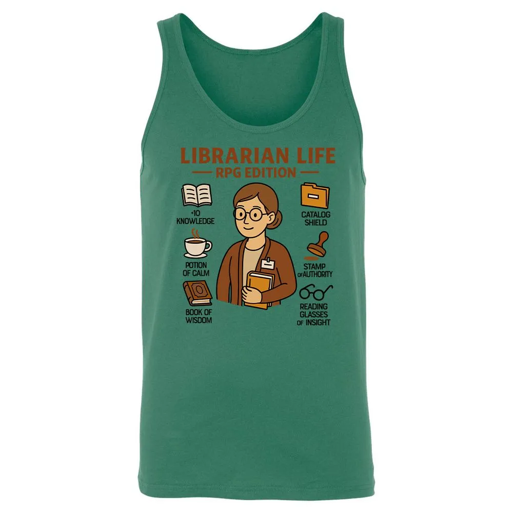 Librarian Life RPG Edition Unisex Jersey Tank - Kelly - 9