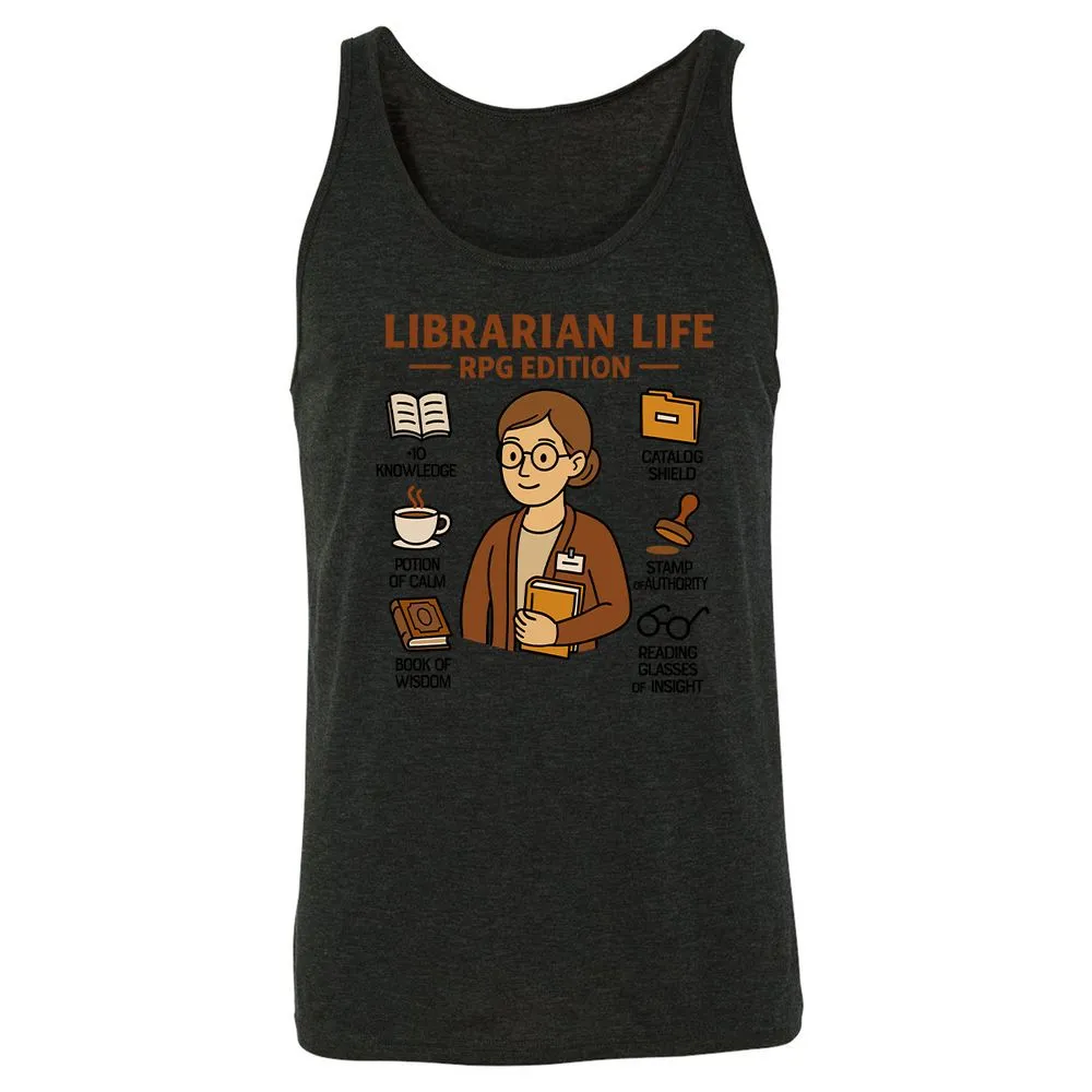 Librarian Life RPG Edition Unisex Jersey Tank - Charcoal Black Triblend - 5