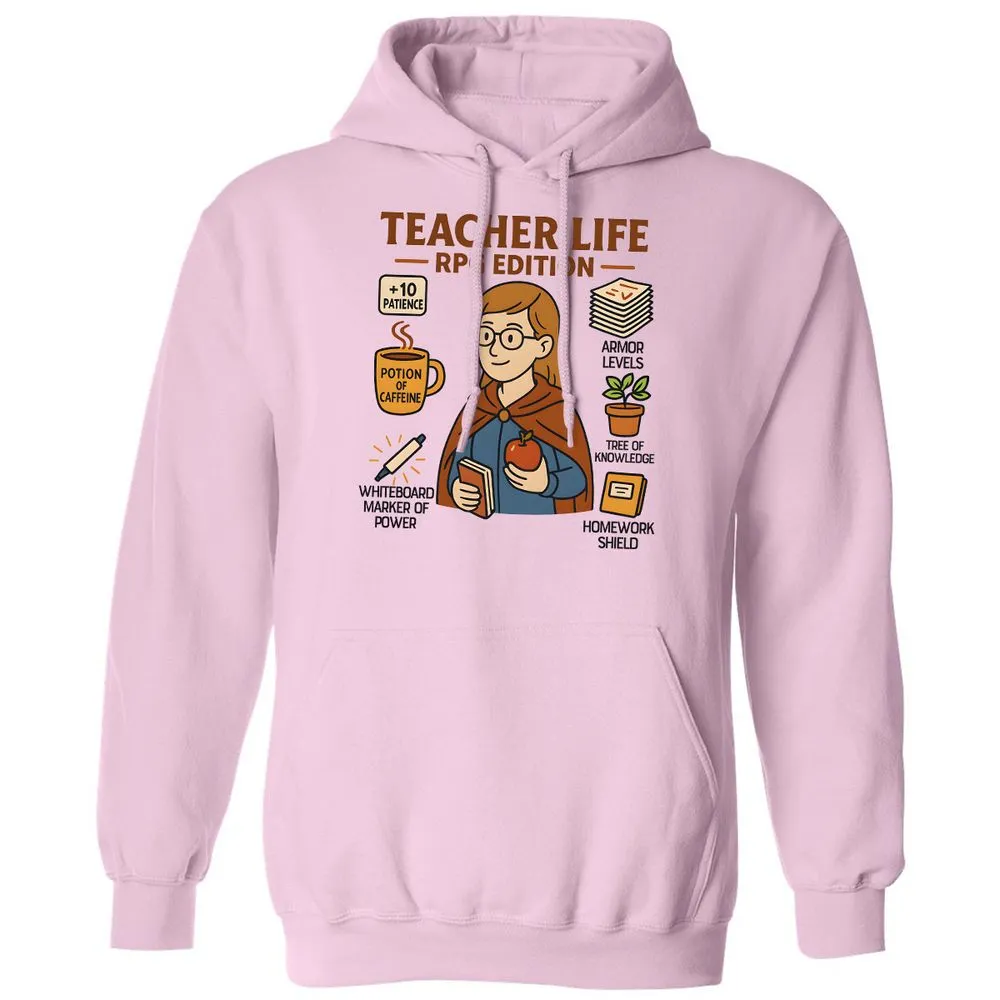 Teacher Life RPG Edition Classic Unisex Hoodie - Light Pink - 3