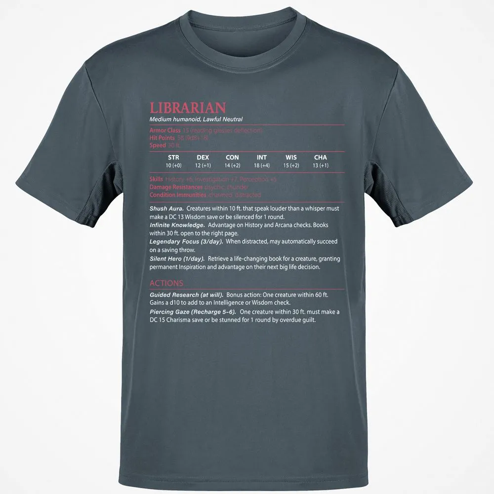 Librarian Stats Classic Unisex T-Shirt - Charcoal - 3