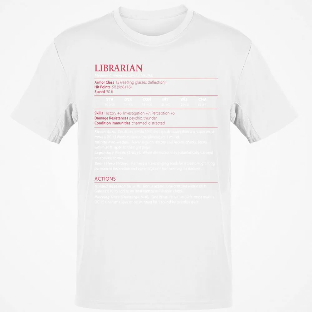 Librarian Stats Classic Unisex T-Shirt - White - 12