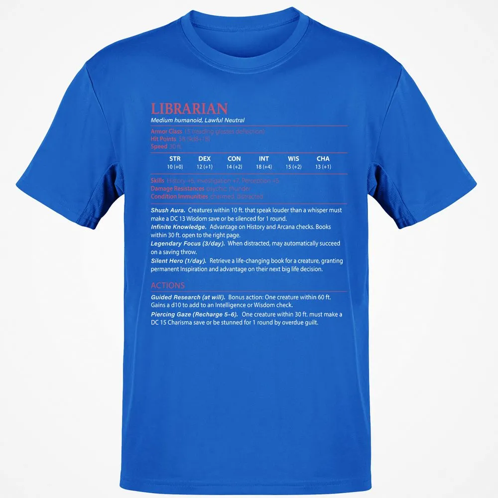 Librarian Stats Classic Unisex T-Shirt - Royal - 11
