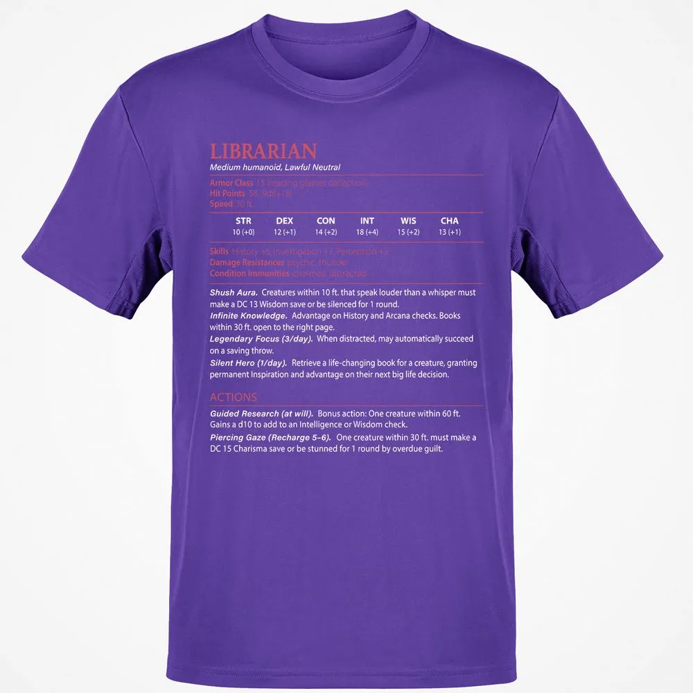 Librarian Stats Classic Unisex T-Shirt - Purple - 9