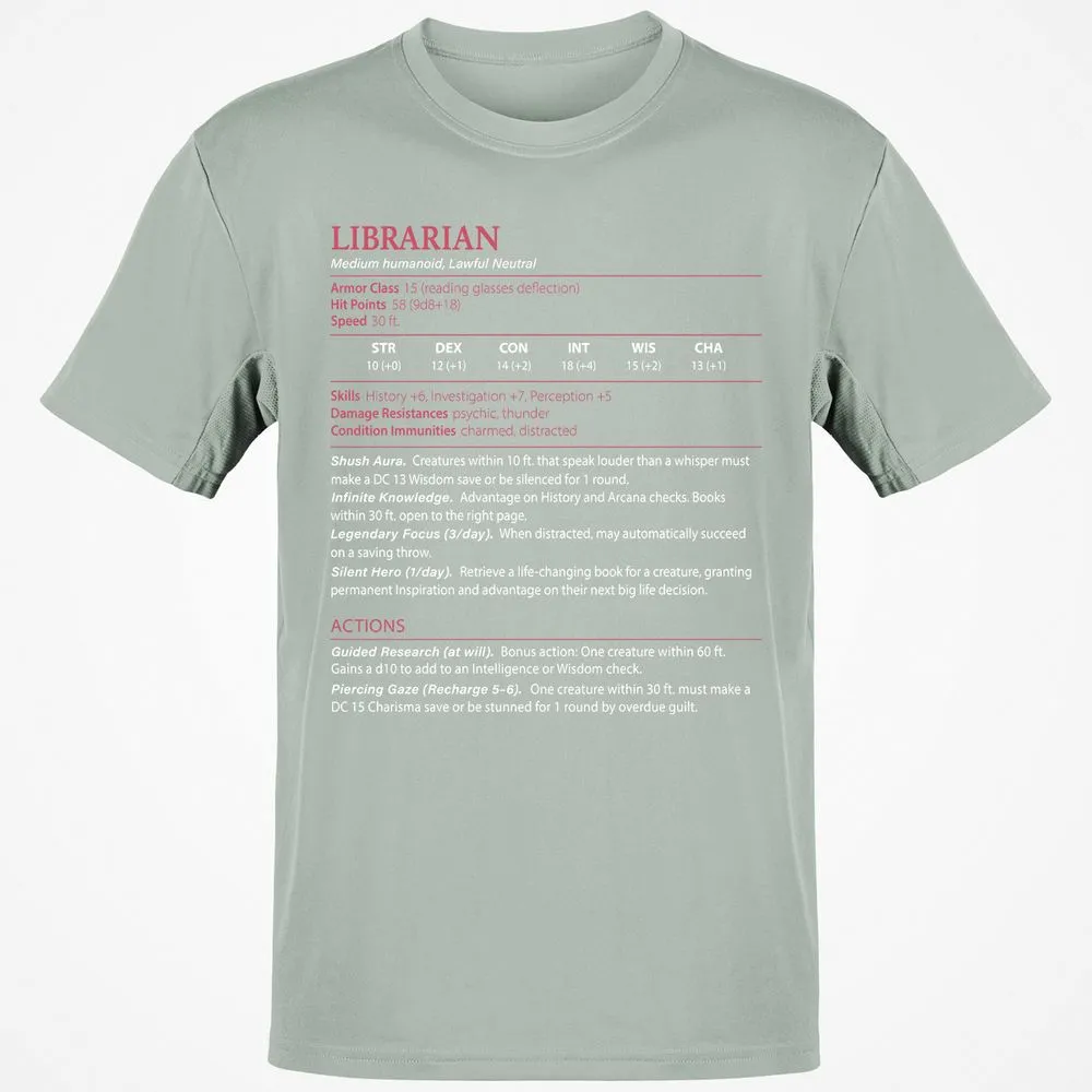 Librarian Stats Classic Unisex T-Shirt - Ash - 2