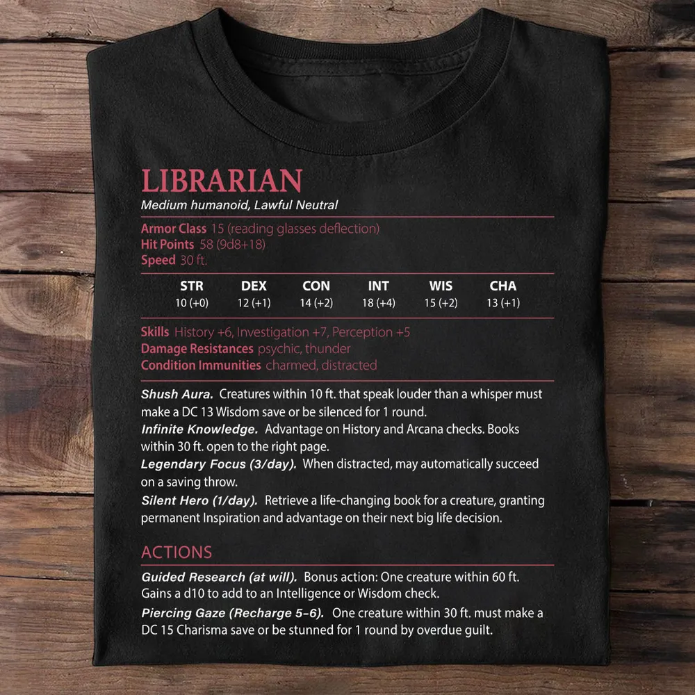 Librarian Stats Classic Unisex T-Shirt - 1