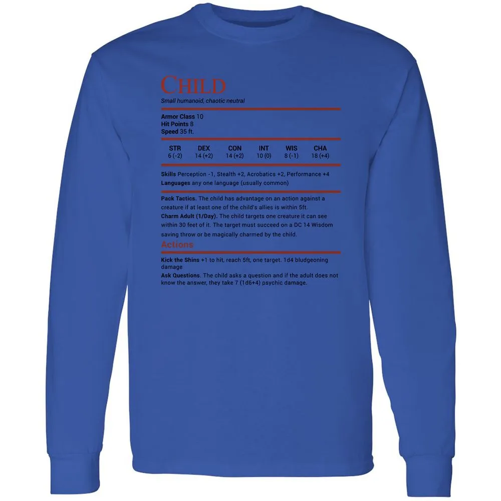Child Stats Long Sleeve T-Shirt - Royal - 4