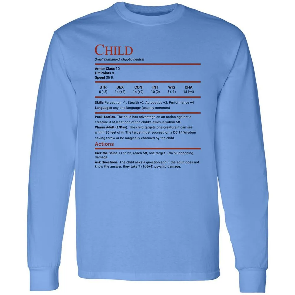 Child Stats Long Sleeve T-Shirt - Carolina Blue - 2
