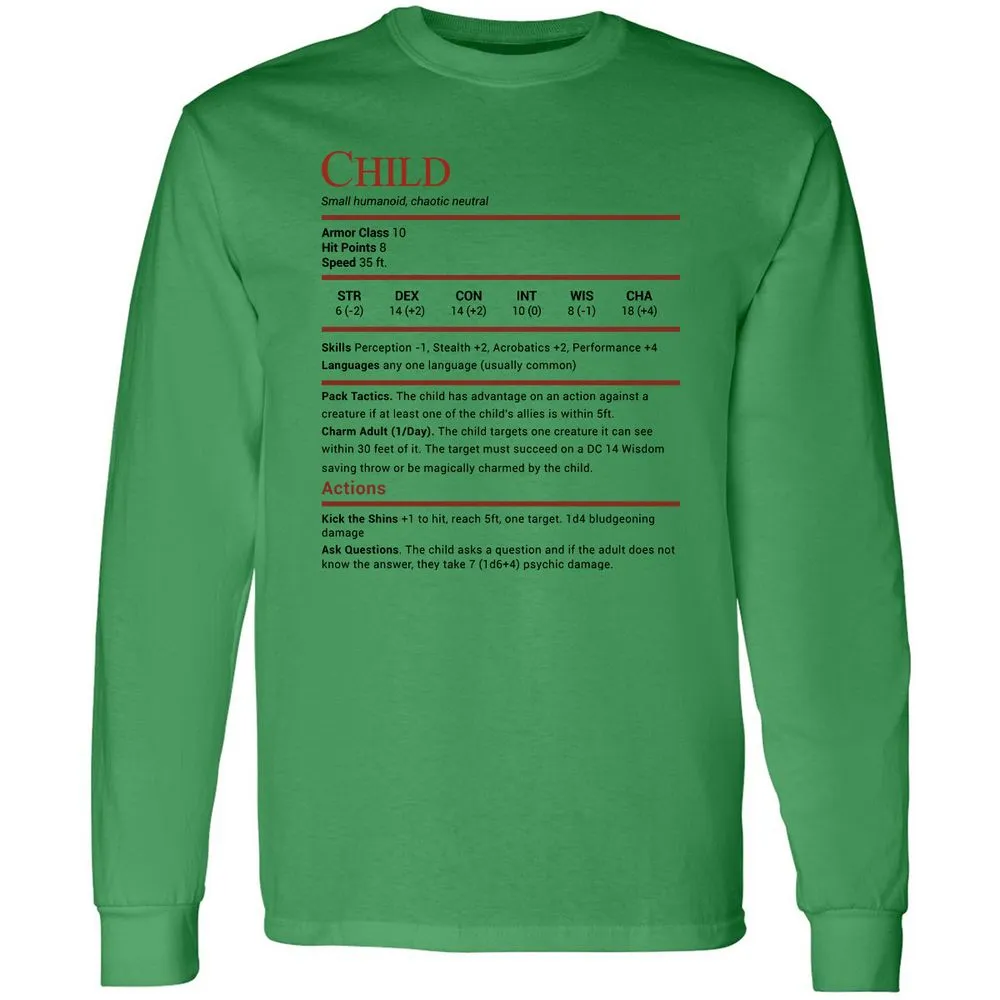 Child Stats Long Sleeve T-Shirt - Irish Green - 10