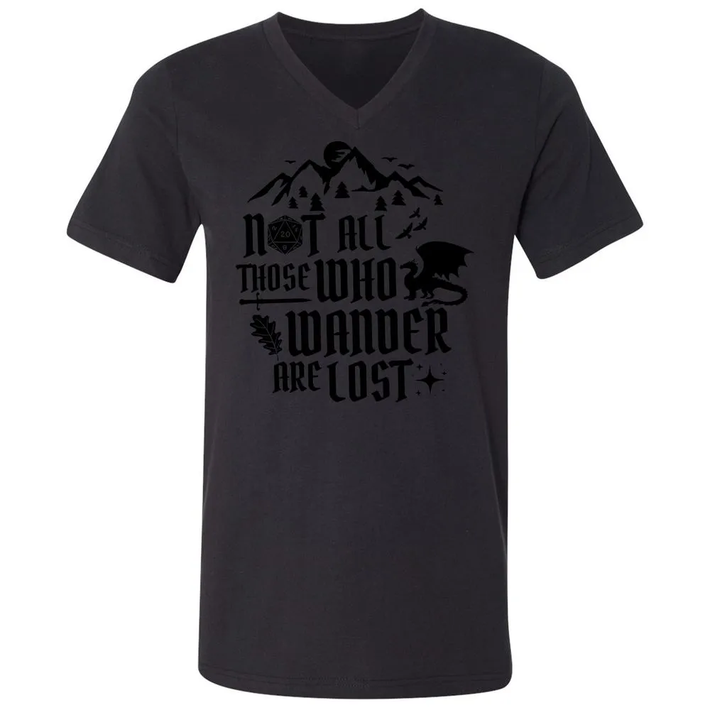 Not All Those Who Wander Are Lost Unisex V-Neck T-Shirt - Black - 16
