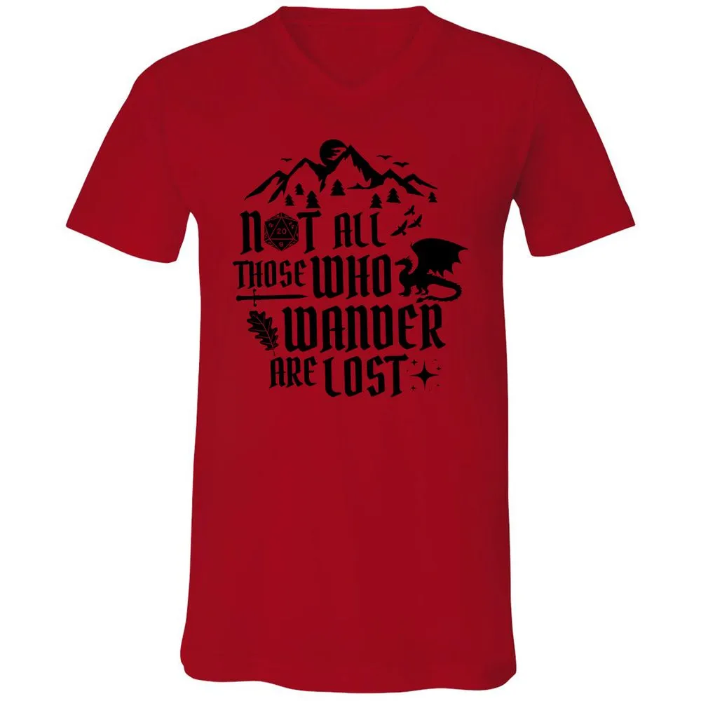 Not All Those Who Wander Are Lost Unisex V-Neck T-Shirt - Red - 3