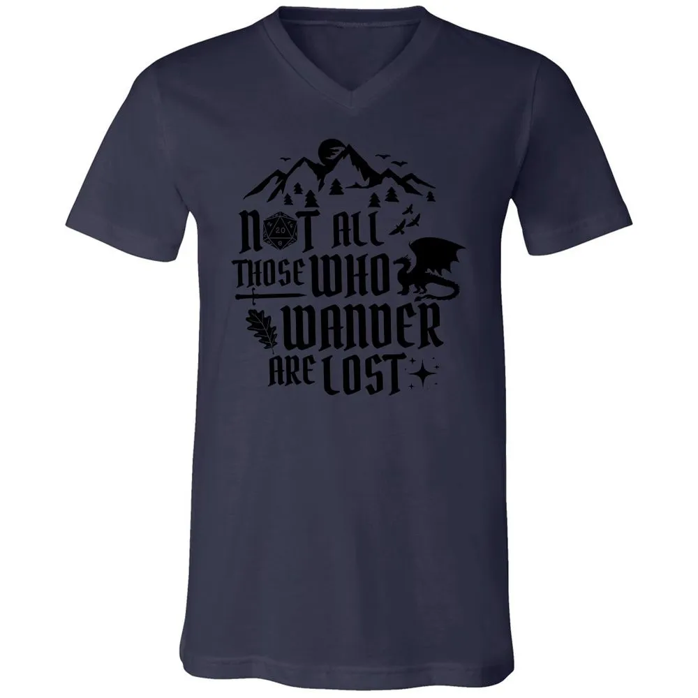Not All Those Who Wander Are Lost Unisex V-Neck T-Shirt - Navy - 9