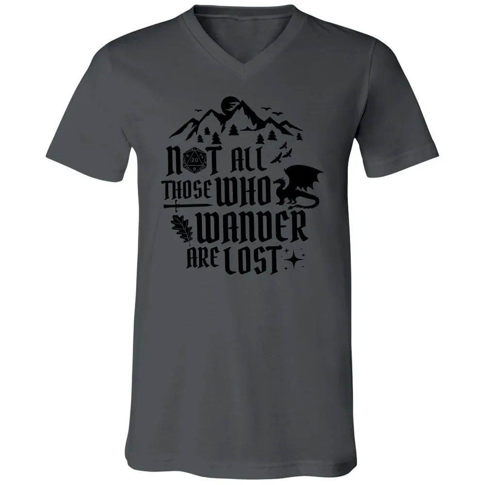 Not All Those Who Wander Are Lost Unisex V-Neck T-Shirt - Asphalt - 12
