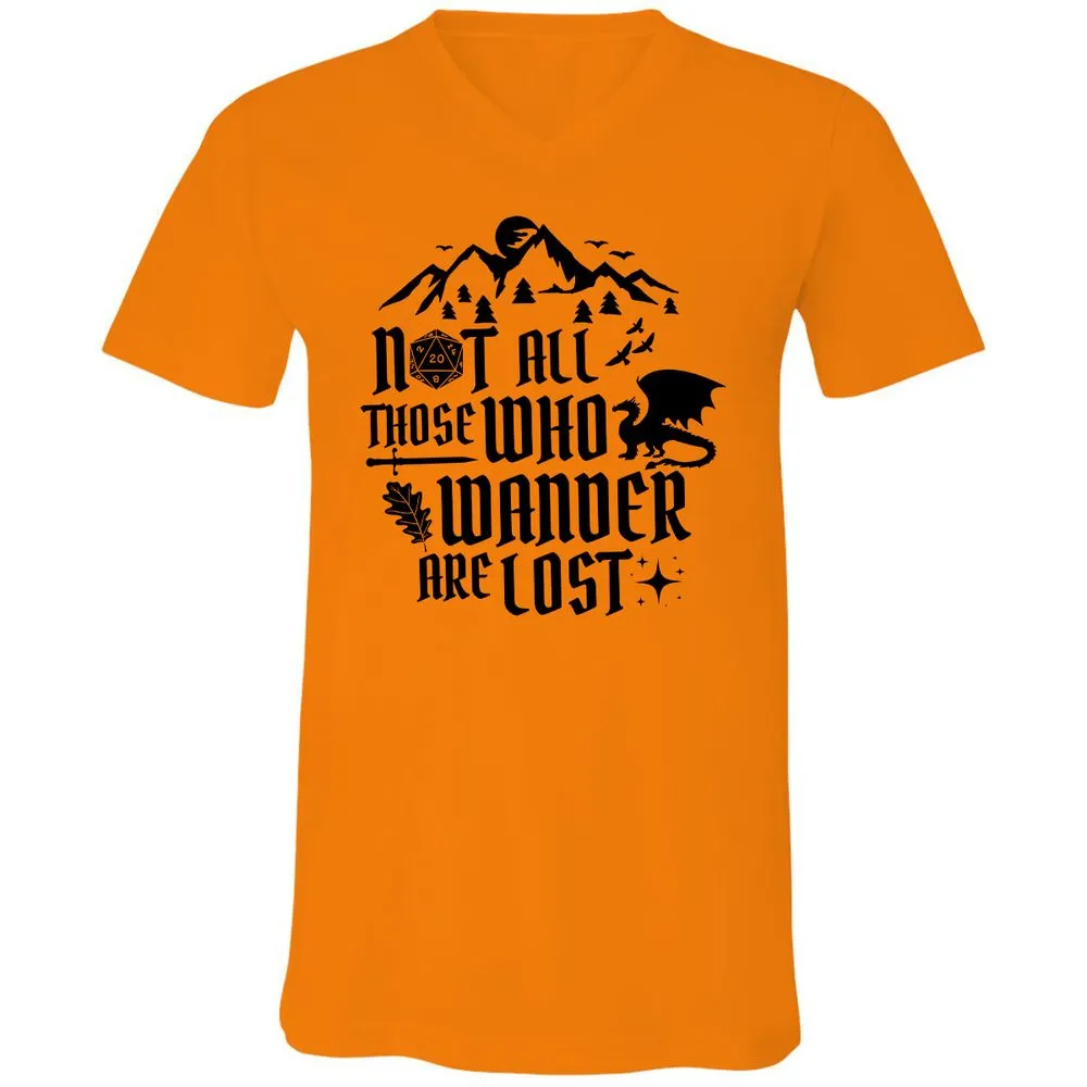 Not All Those Who Wander Are Lost Unisex V-Neck T-Shirt - Orange - 11