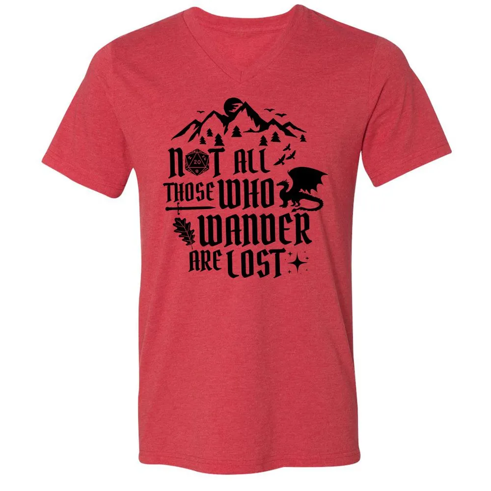 Not All Those Who Wander Are Lost Unisex V-Neck T-Shirt - Heather Red - 5