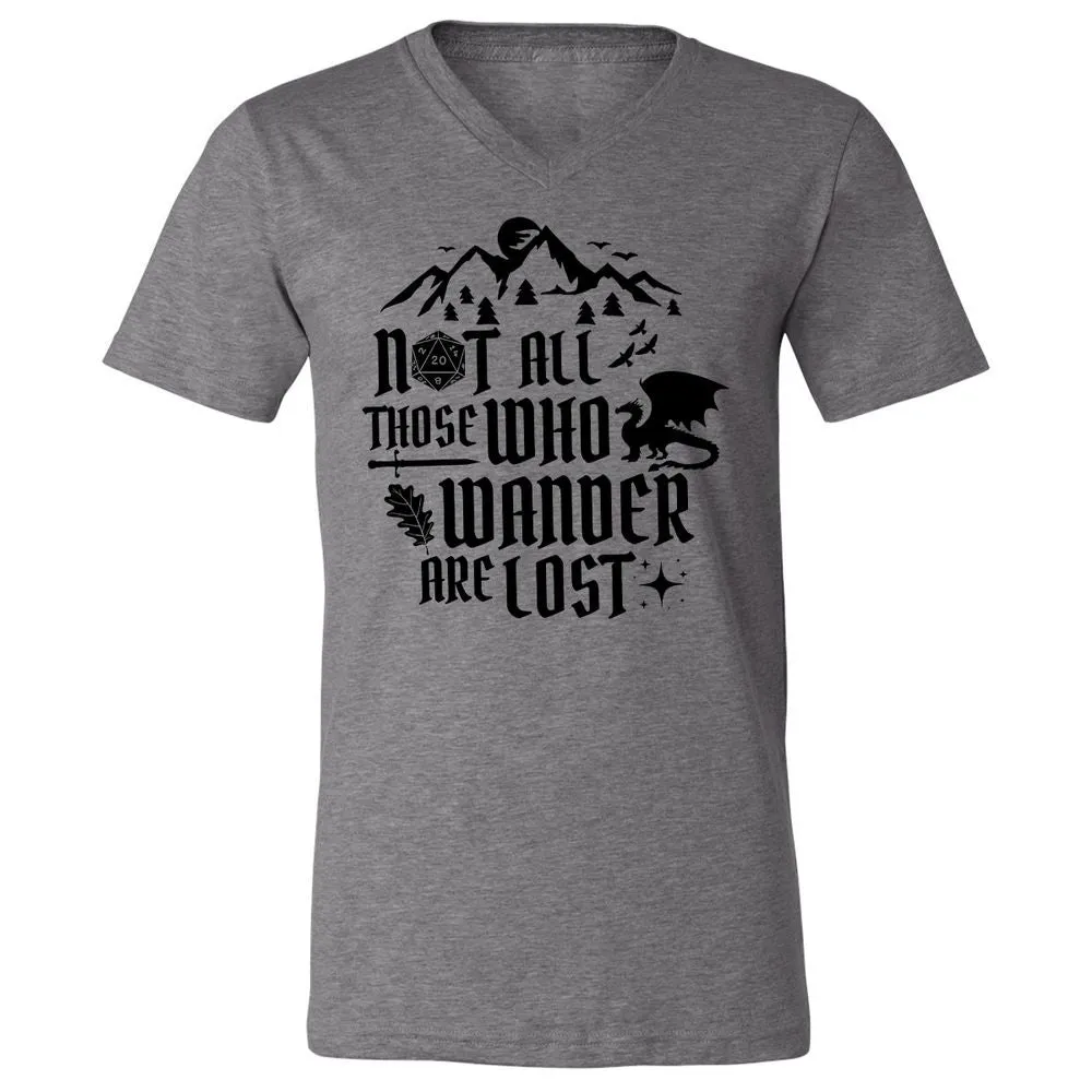 Not All Those Who Wander Are Lost Unisex V-Neck T-Shirt - Deep Heather - 13