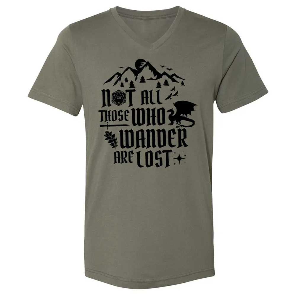 Not All Those Who Wander Are Lost Unisex V-Neck T-Shirt - Military Green - 10