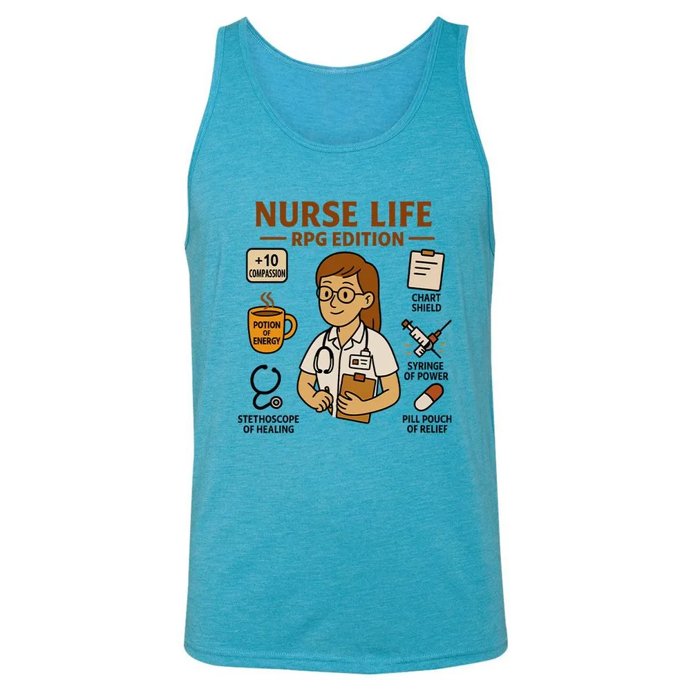 Nurse Life RPG Edition Unisex Jersey Tank - Aqua Triblend - 3