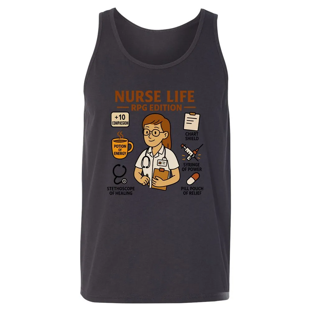 Nurse Life RPG Edition Unisex Jersey Tank - Dark Grey - 7