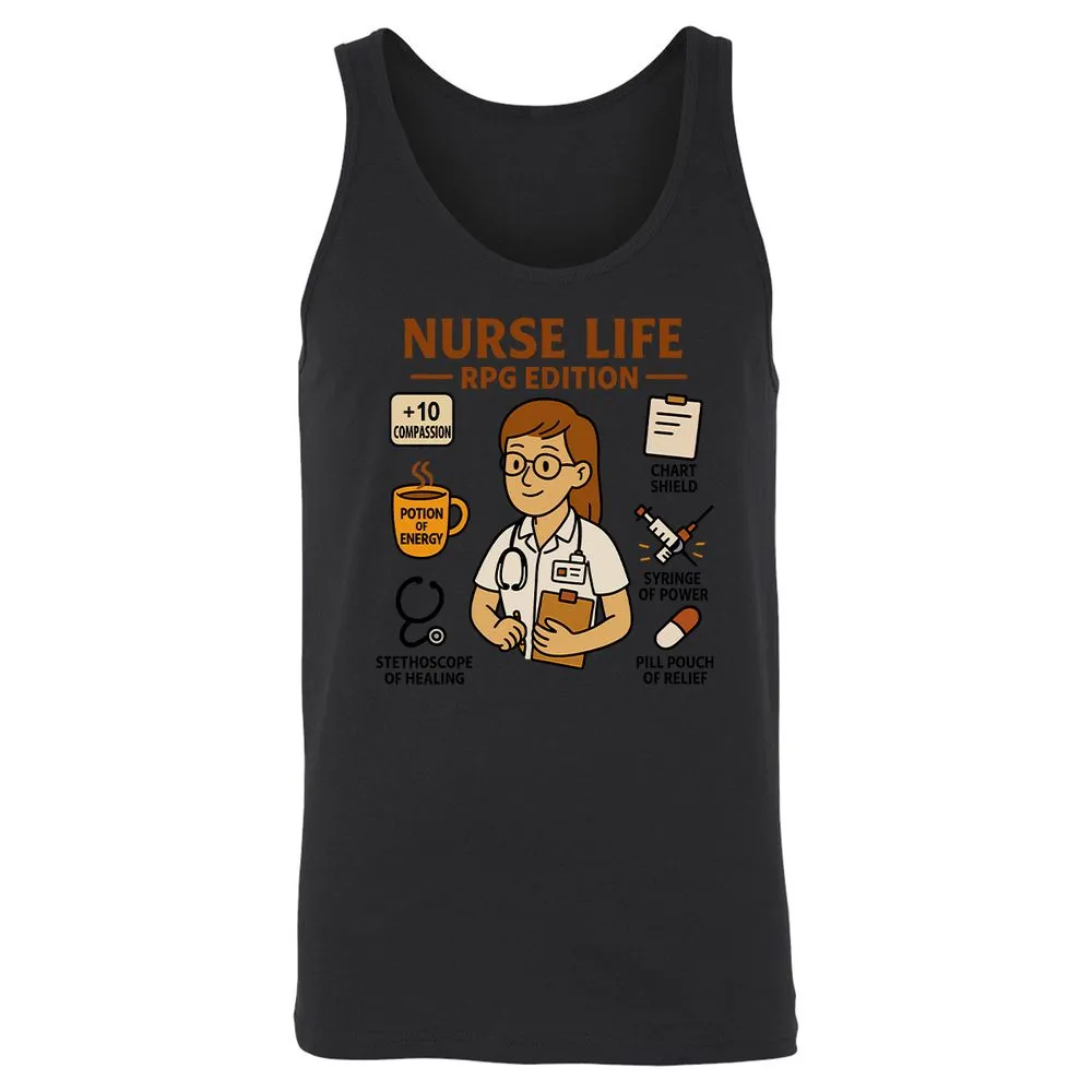 Nurse Life RPG Edition Unisex Jersey Tank - Black - 14