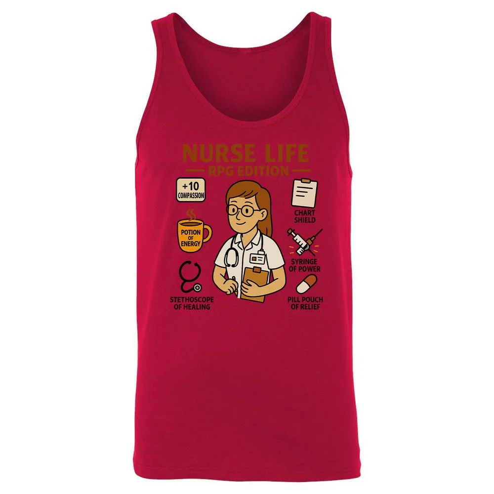 Nurse Life RPG Edition Unisex Jersey Tank - Red - 11