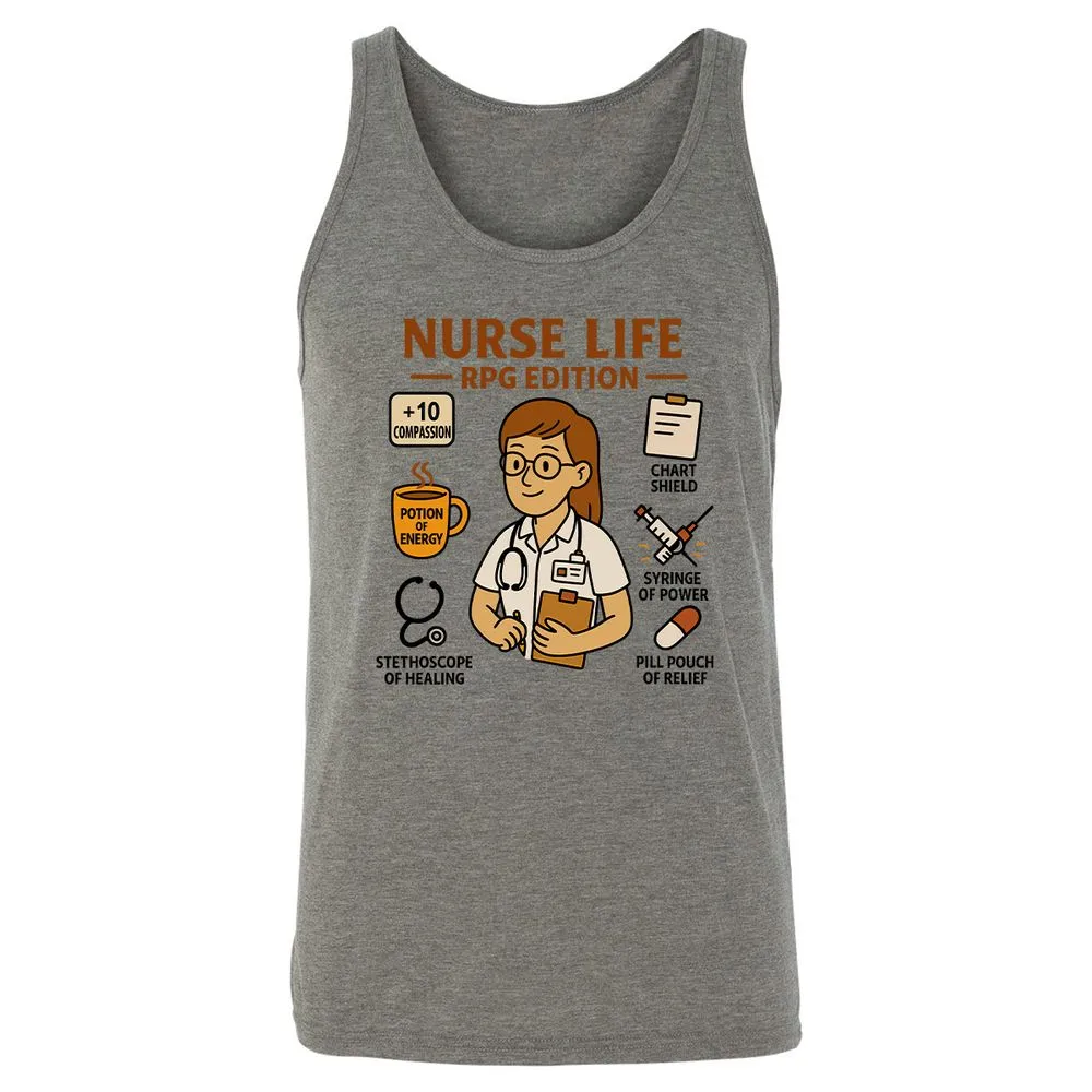 Nurse Life RPG Edition Unisex Jersey Tank - Grey Triblend - 2