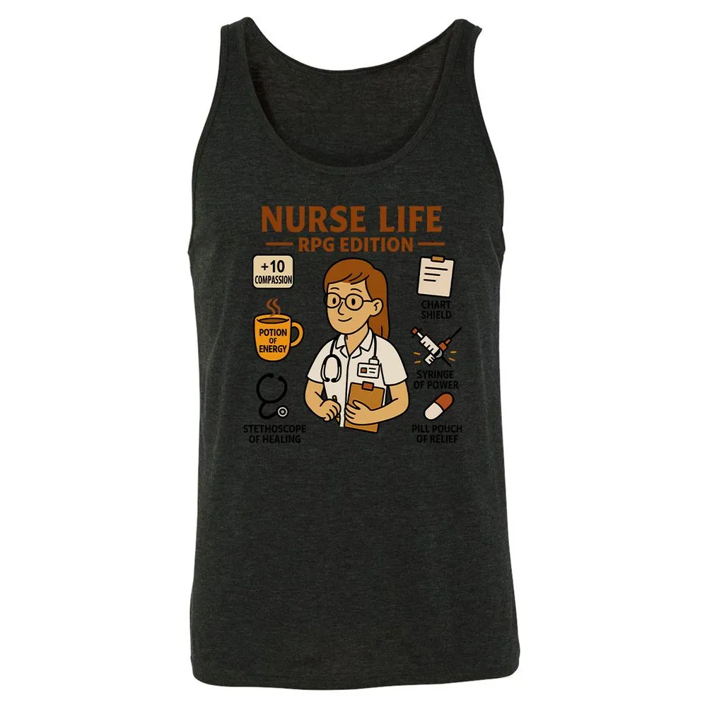 Nurse Life RPG Edition Unisex Jersey Tank - Charcoal Black Triblend - 5