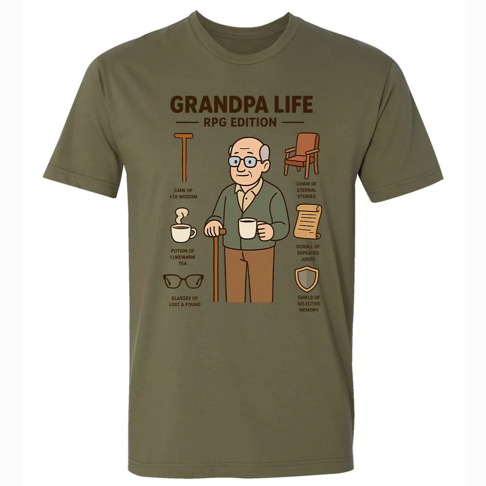 Grandpa Life RPG Edition Premium Unisex T-Shirt - Military Green - 5