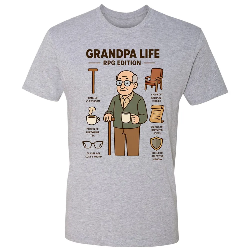 Grandpa Life RPG Edition Premium Unisex T-Shirt - Heather Grey - 9