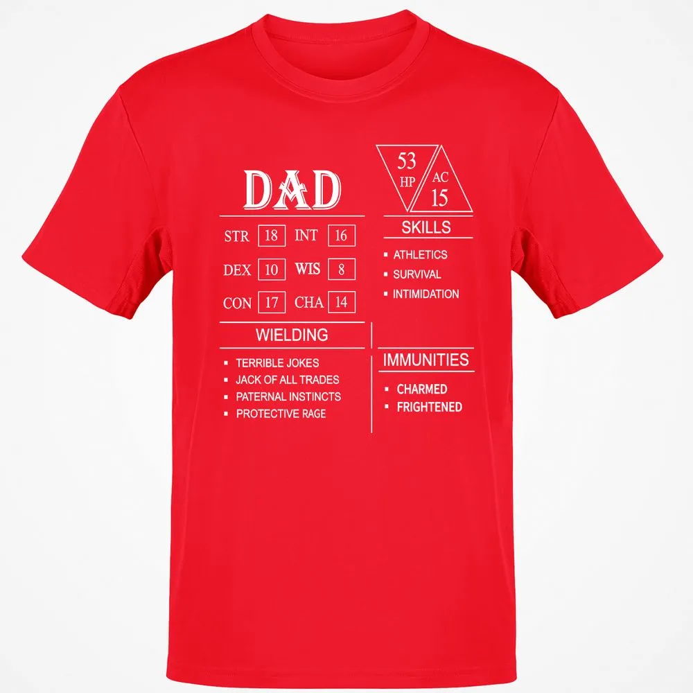 Dad Stat Block Classic Unisex T-Shirt - Red - 10