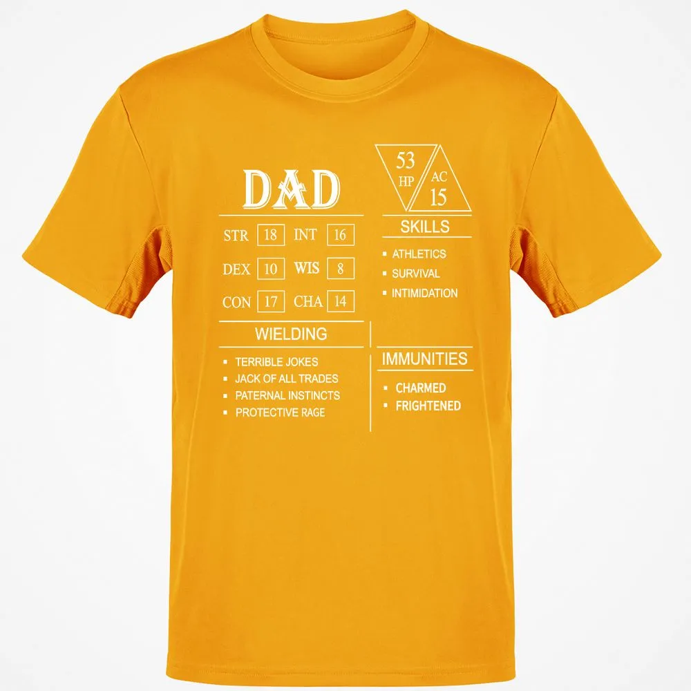 Dad Stat Block Classic Unisex T-Shirt - Gold - 4