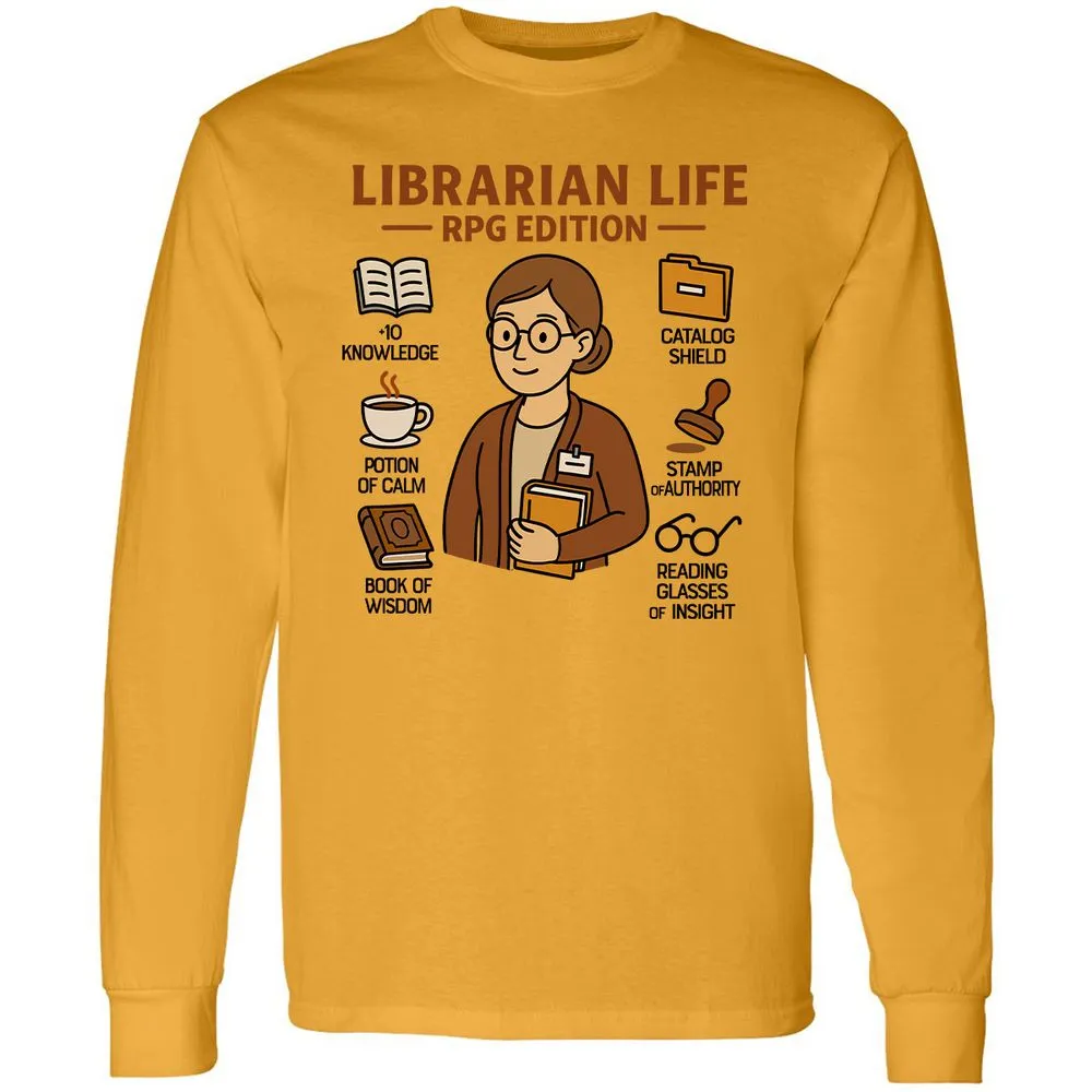 Librarian Life RPG Edition Long Sleeve T-Shirt - Gold - 9