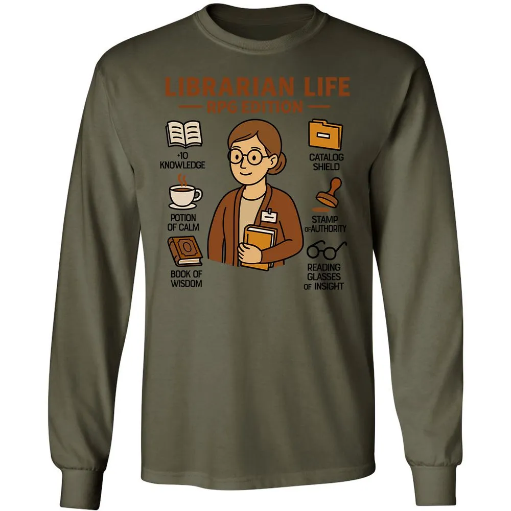 Librarian Life RPG Edition Long Sleeve T-Shirt - Military Green - 7