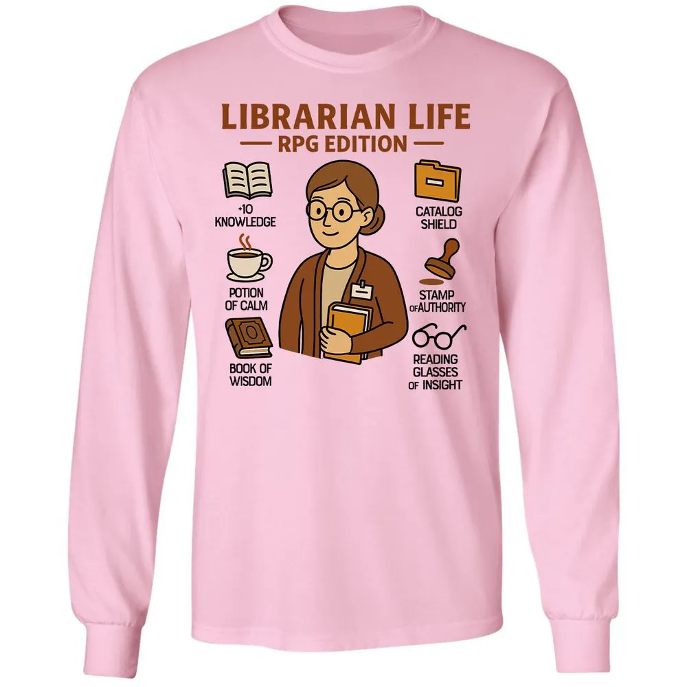 Librarian Life RPG Edition Long Sleeve T-Shirt - Light Pink - 3