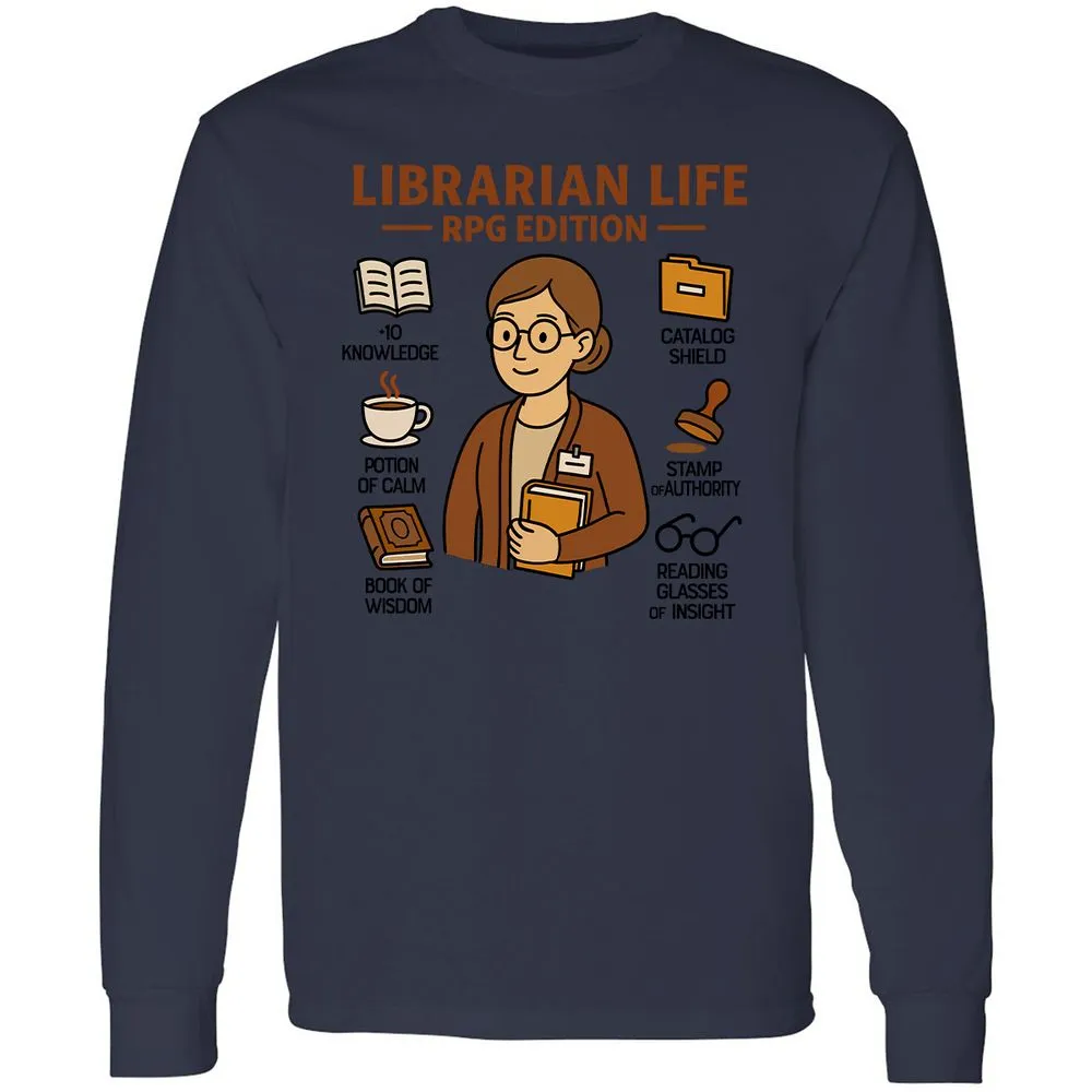 Librarian Life RPG Edition Long Sleeve T-Shirt - Navy - 12