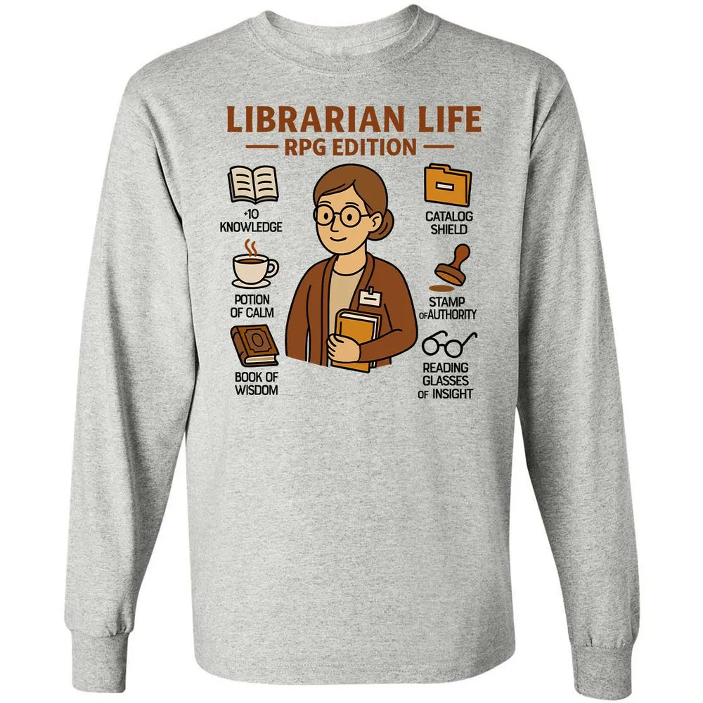 Librarian Life RPG Edition Long Sleeve T-Shirt - Ash - 5