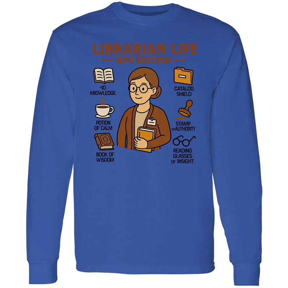Librarian Life RPG Edition Long Sleeve T-Shirt - Royal - 4