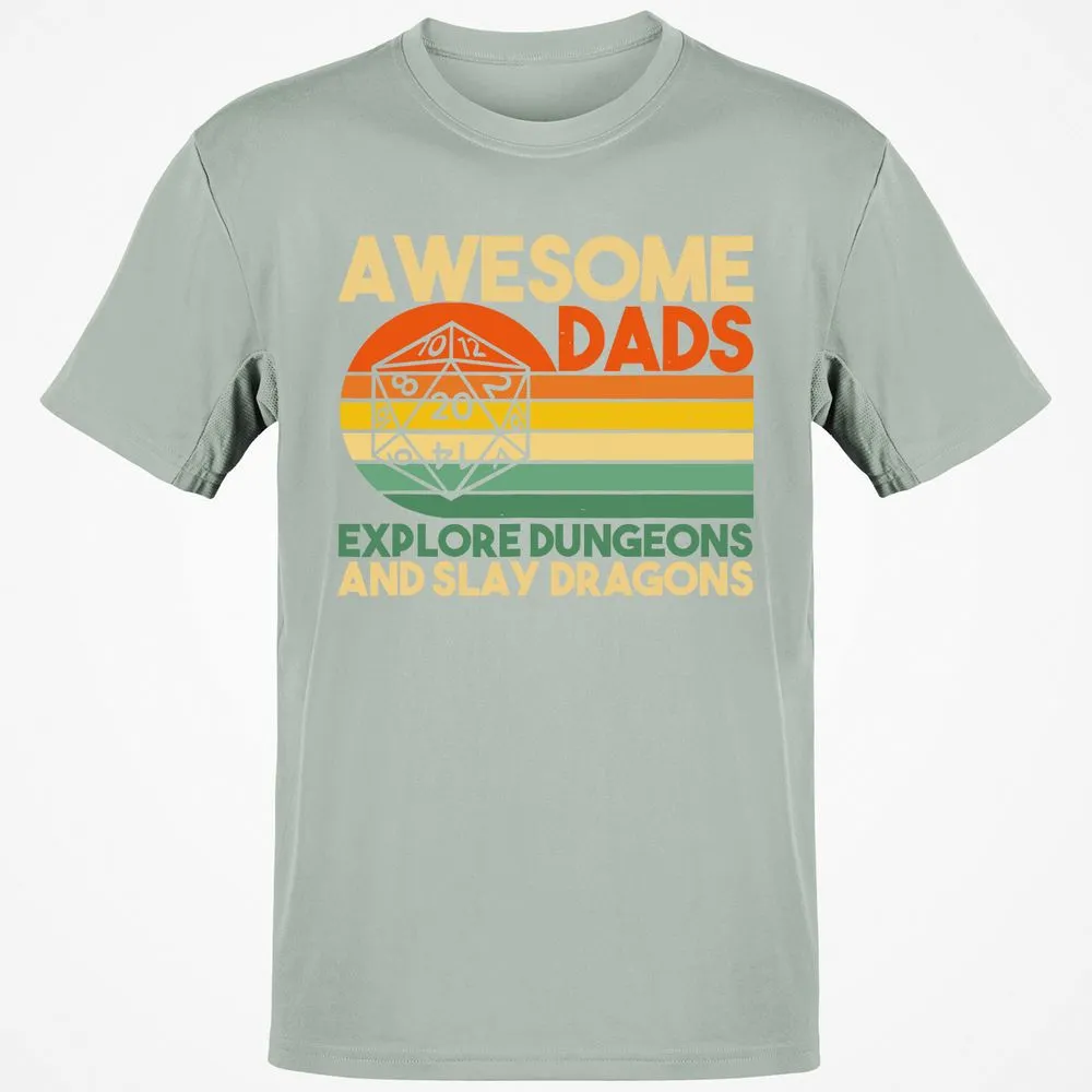 Awesome Dad Explore Dungeons Slay Dragons Classic Unisex T-Shirt - Ash - 2
